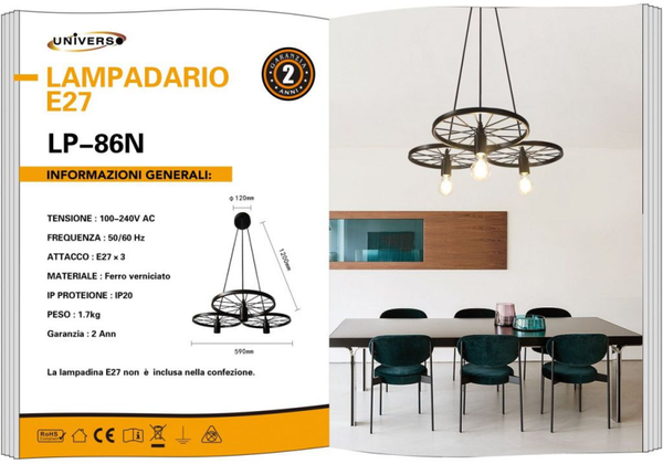 UNIVERSO LAMPADARIO LP-86N A LED E27