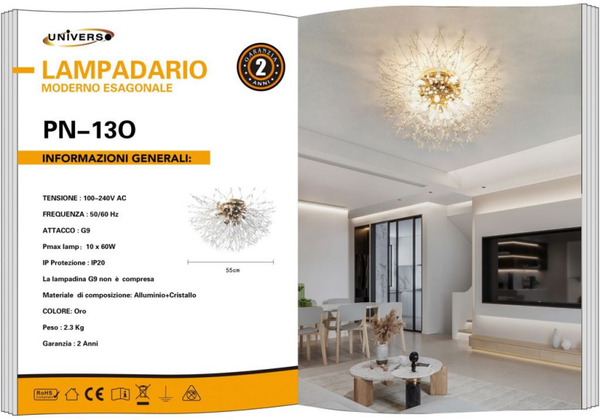 UNIVERSO PLAFONIERA PN-130 A LED G9 ORO