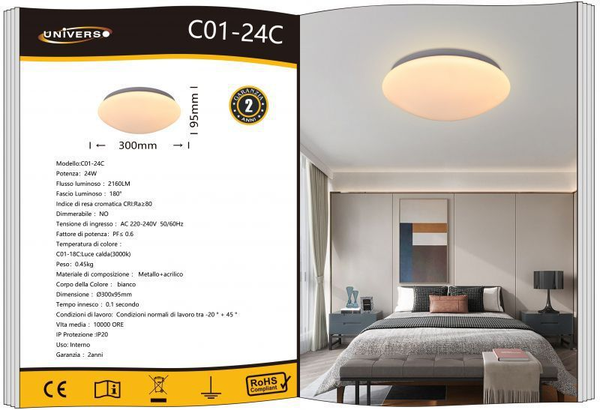 UNIVERSO PLAFONIERA C01-24C A LED 3000K