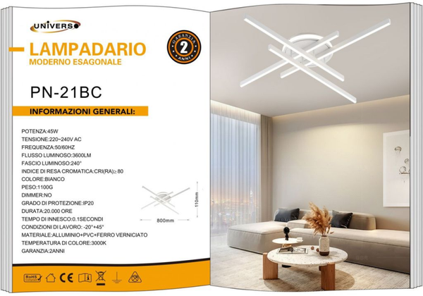 UNIVERSO PLAFONIERA PN-21BC A LED 3000K