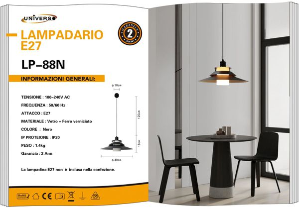 UNIVERSO LAMPADARIO LP-88B A LED E27