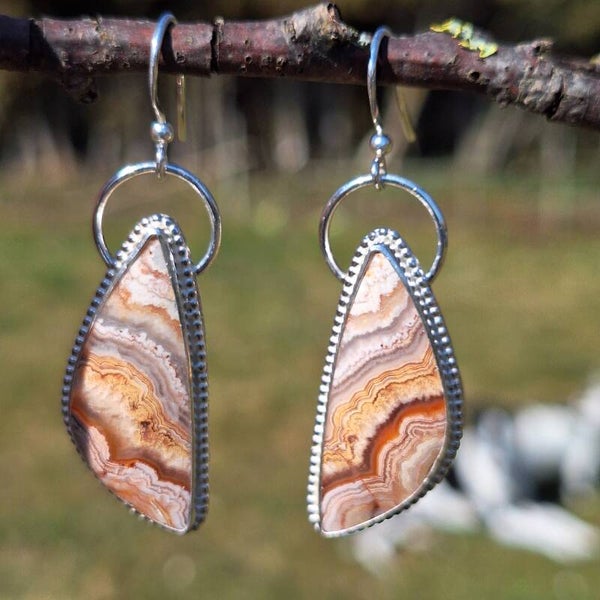 Boucles en agate crazy lace