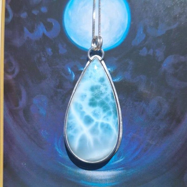 Pendentif larimar et dauphins