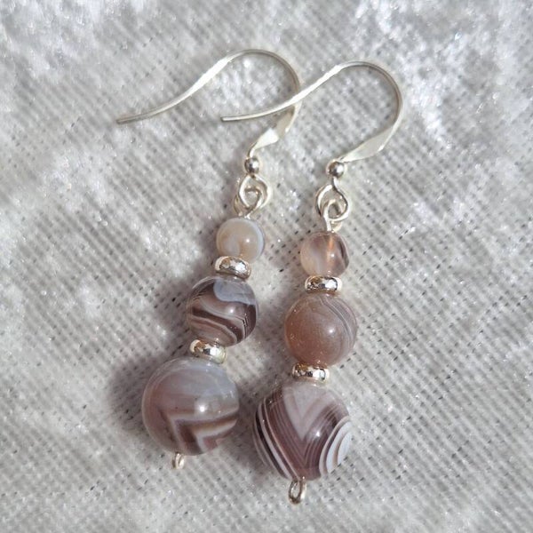 Boucles trio agate du Botswana