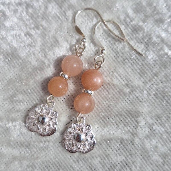 Boucles d'oreilles soleil et pierre de lune