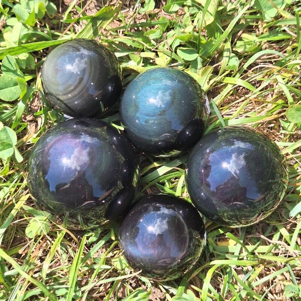 Sphères obsidienne arc-en-ciel / œil céleste