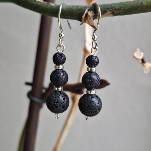 Boucles d'oreilles en pierre de lave