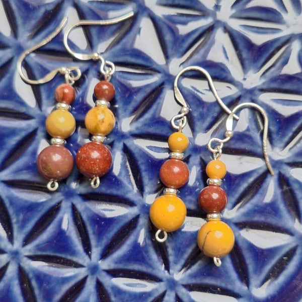 Boucles d'oreilles trio - mookaite