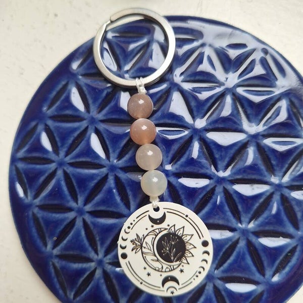 Porte clé avec pierre de lune