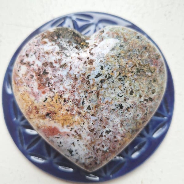 Coeur en jaspe Océan n°1