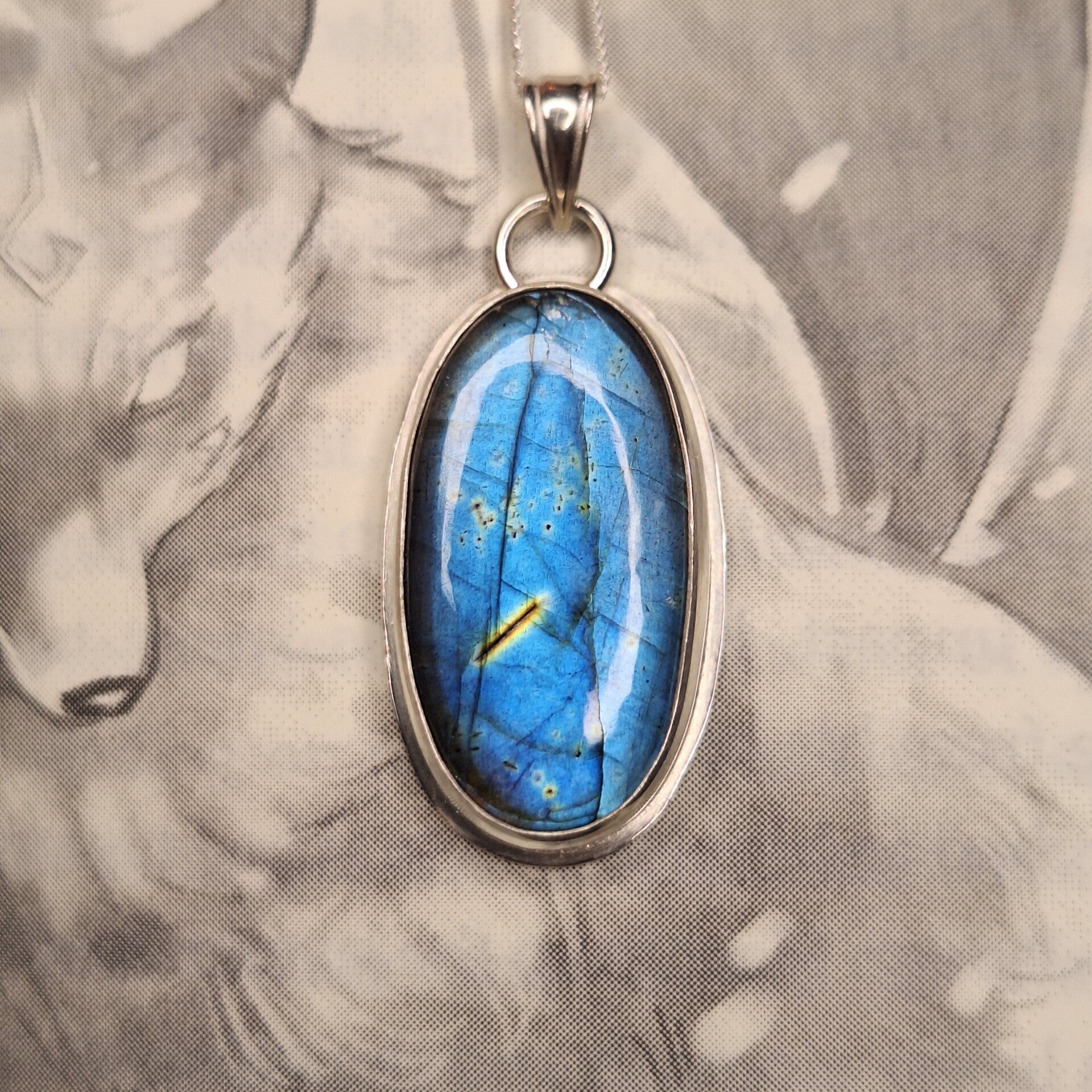 Pendentif labradorite et gingko