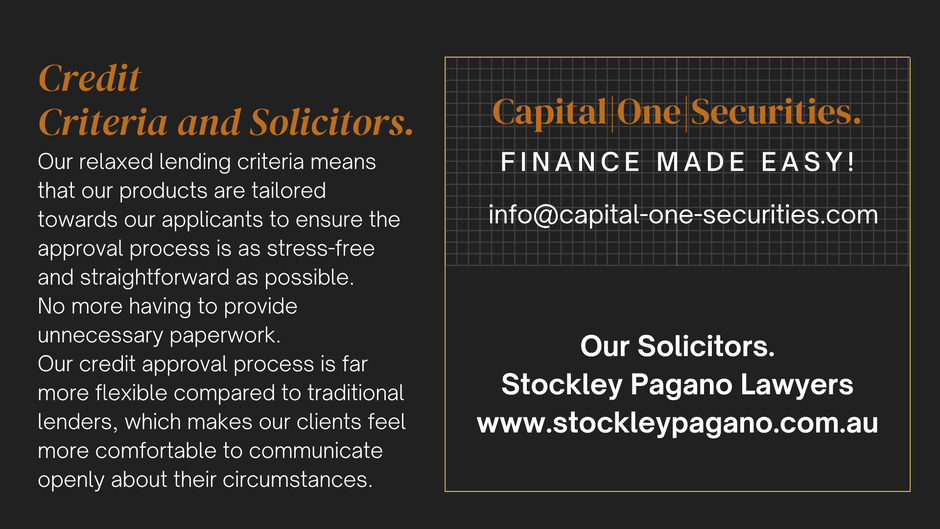 Capital One Securities our Credit Criteria and Solicitors. www.capital-one-securities.com.