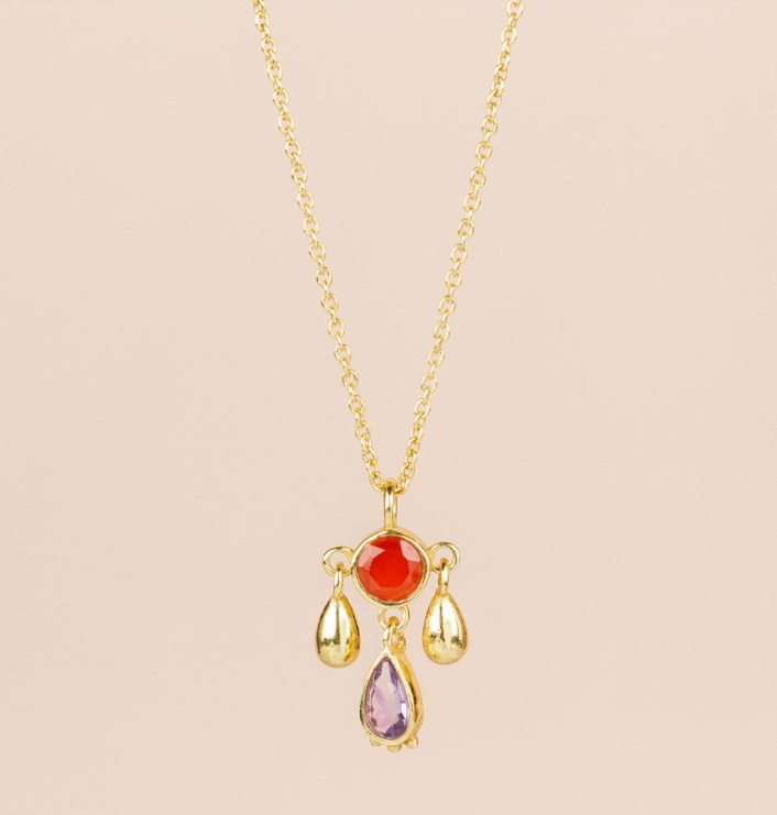 Muja Juma Ketting Cicada Rode Agaat