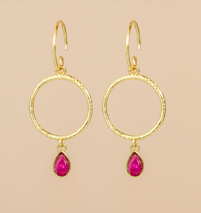 Muja Juma Oorbellen Oberon Rond Robijn