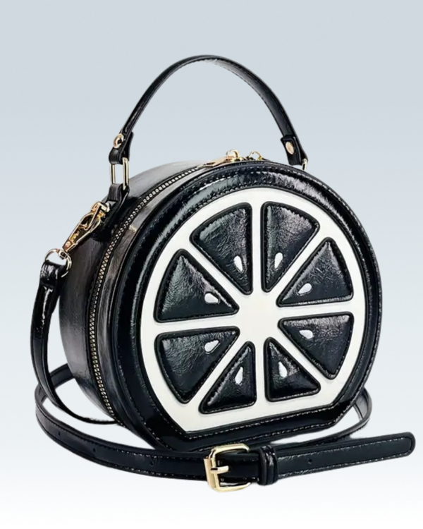 Stijlvolle citroenvormige crossbody tas - zwart