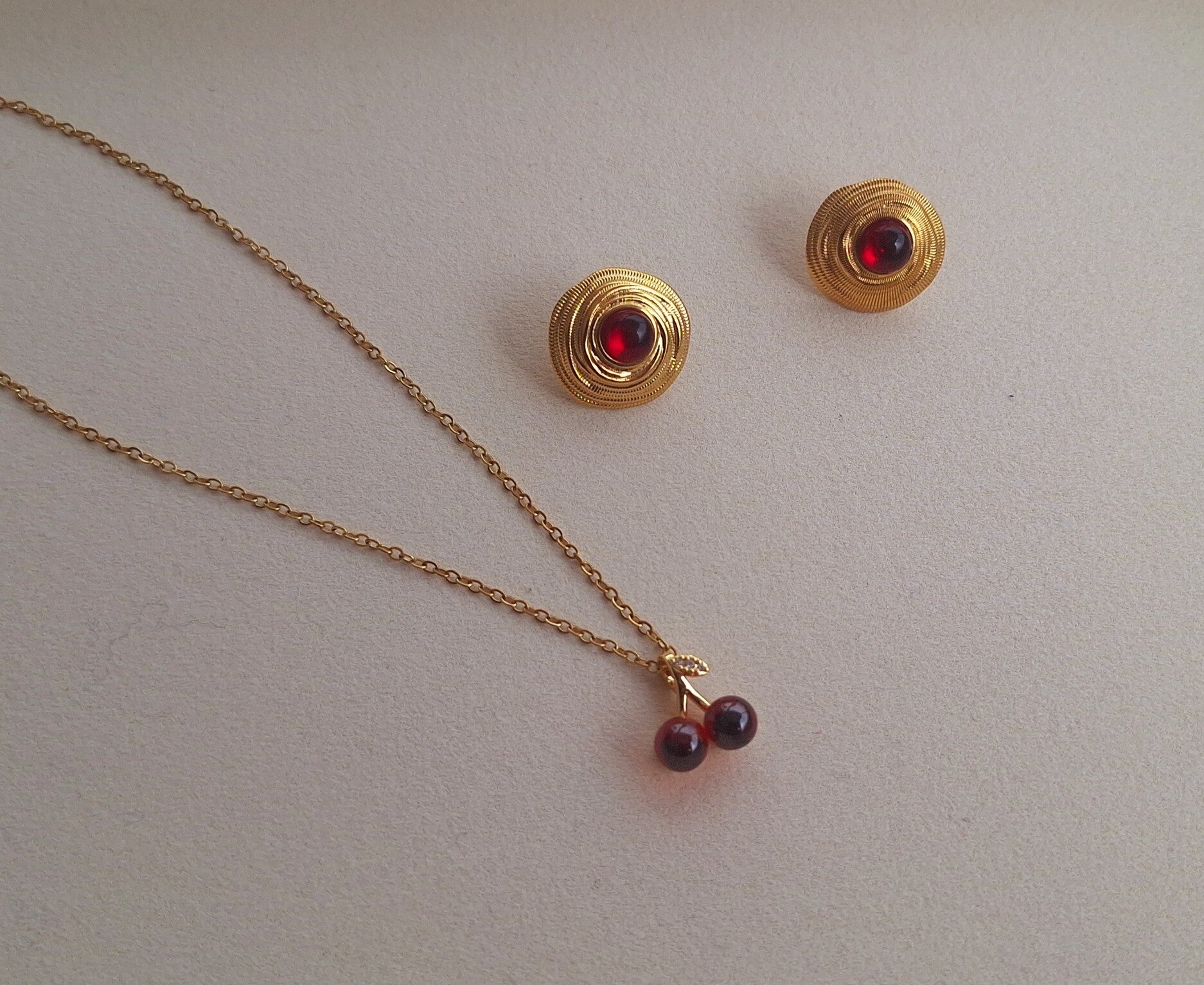 Juwelen set - Cherry - 18k verguld goud