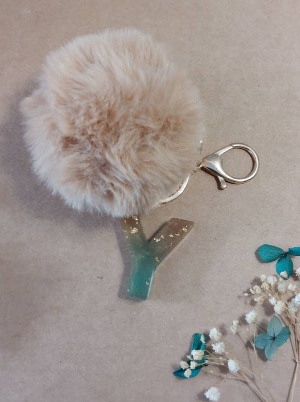 Beige Pompon groen/goud ' Y '