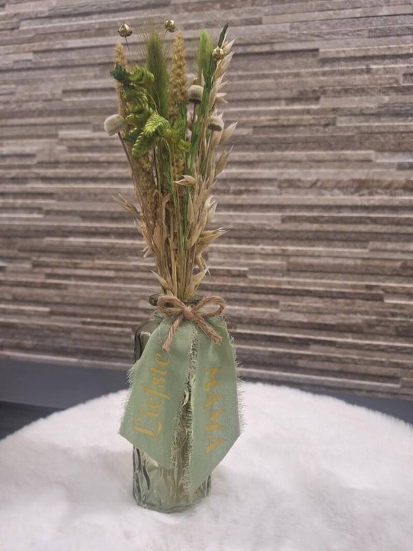 Droogbloemen met vaasje ' liefste mama '