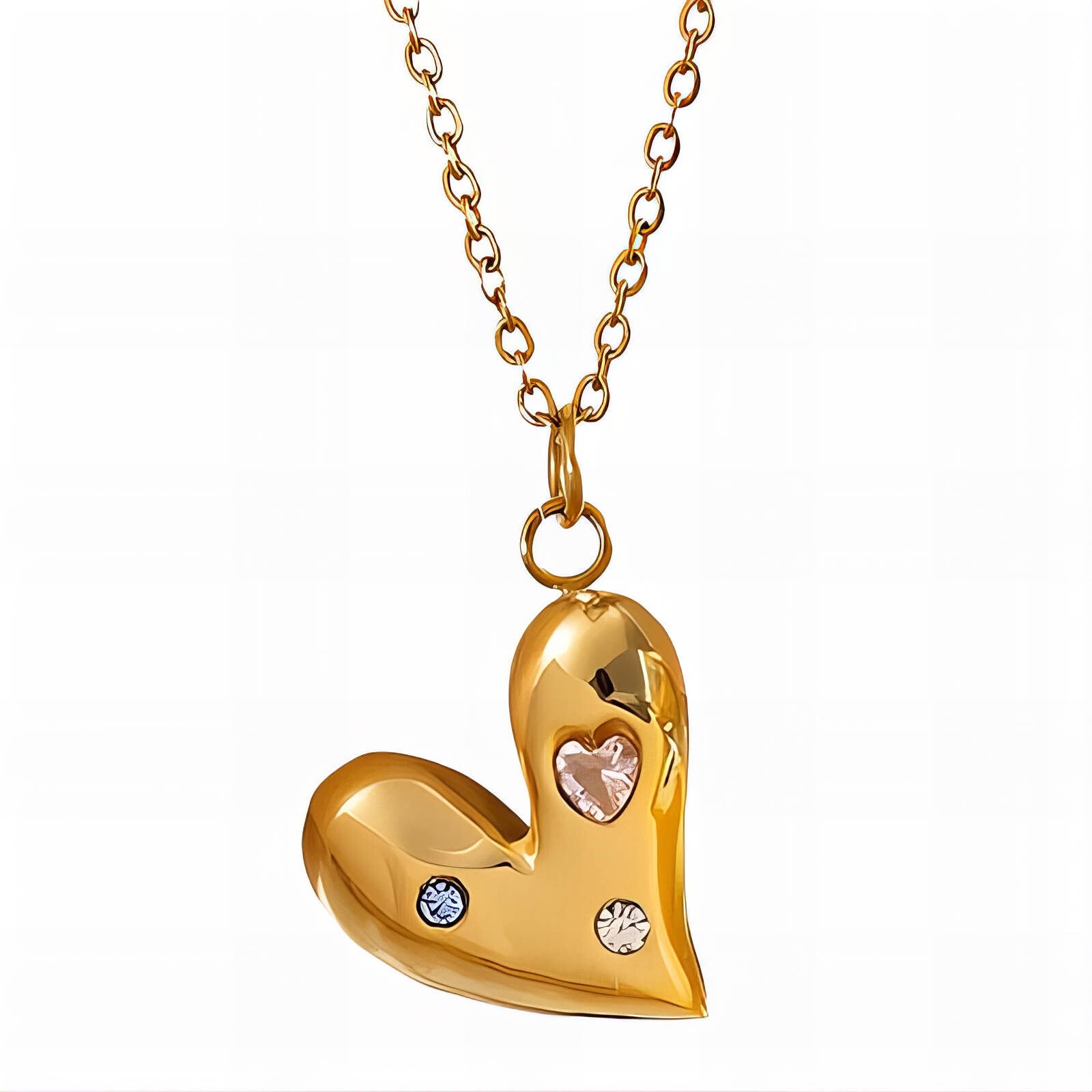 Ketting - Zirkonia heart - 18k verguld goud