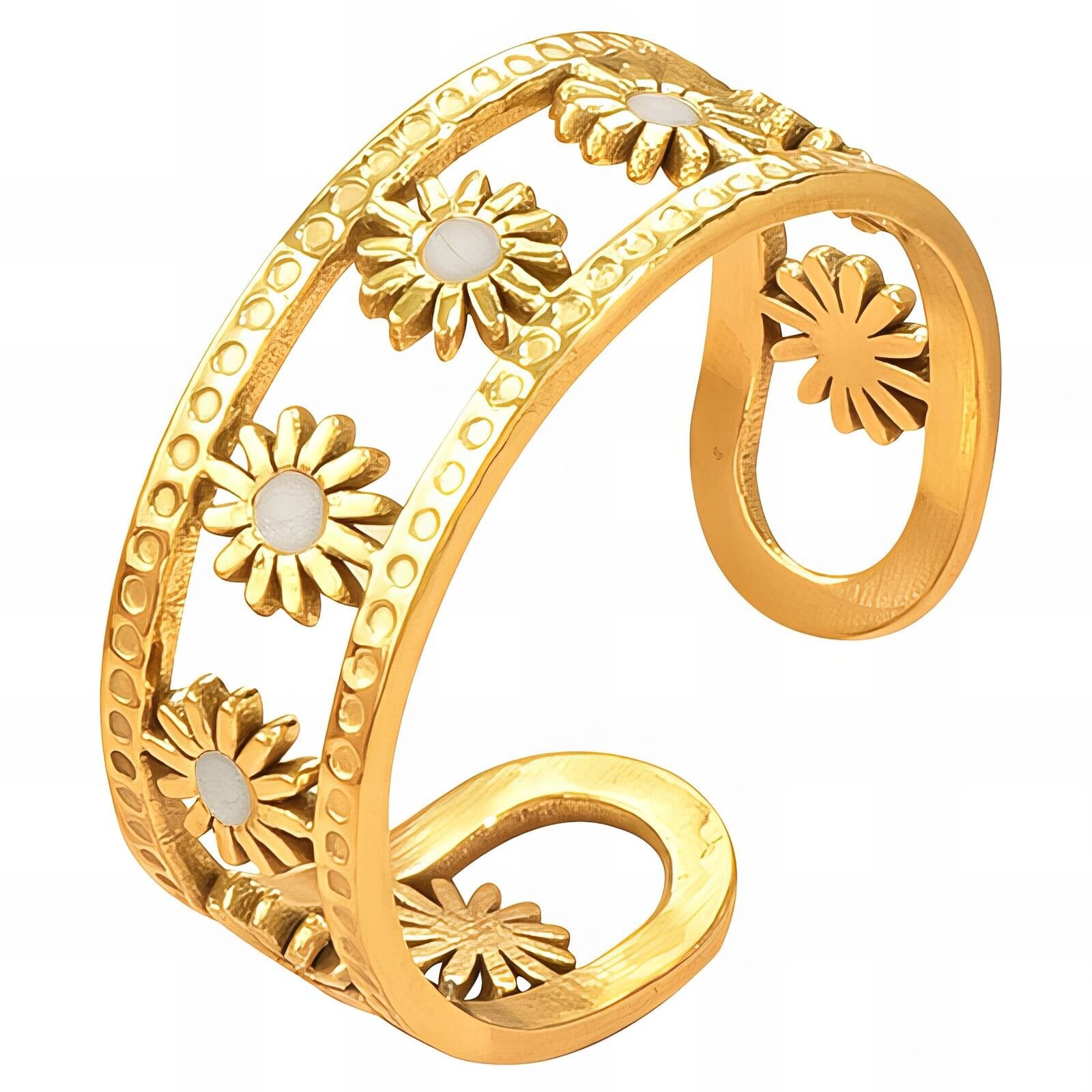 Ring aanpasbaar - Flower - 18k verguld goud