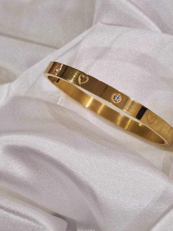 Armband - zirkonia hearts - 18k verguld goud