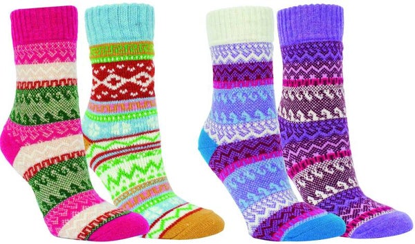 Bunte warme gemusterte Wollsocken Schafwolle Damen
