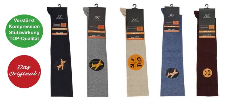 Stützkniestrümpfe und Reisekniestrümpfe für Damen in beige, bordo,  jeansblau, schwarz und silber