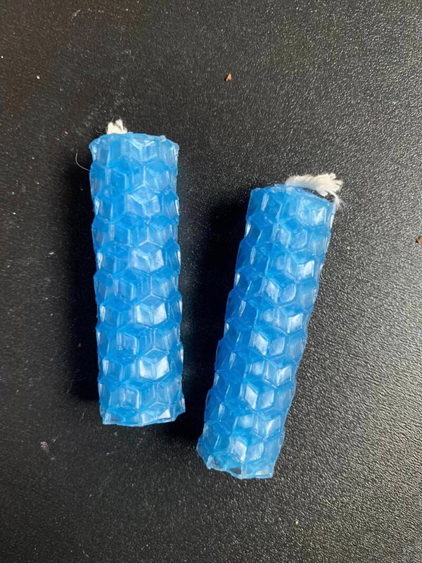 Handrolled Beeswax Candle, 2 inches, Light Blue