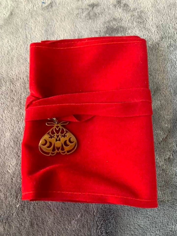 Tarot Deck Wrap with Butterfly Charm, Red