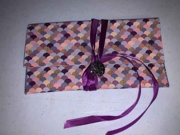 Medium Mermaid Ribbon Wrap Pouch, Purple Ribbon