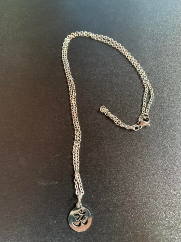 Om charm on a 20 inch stainless steel chain