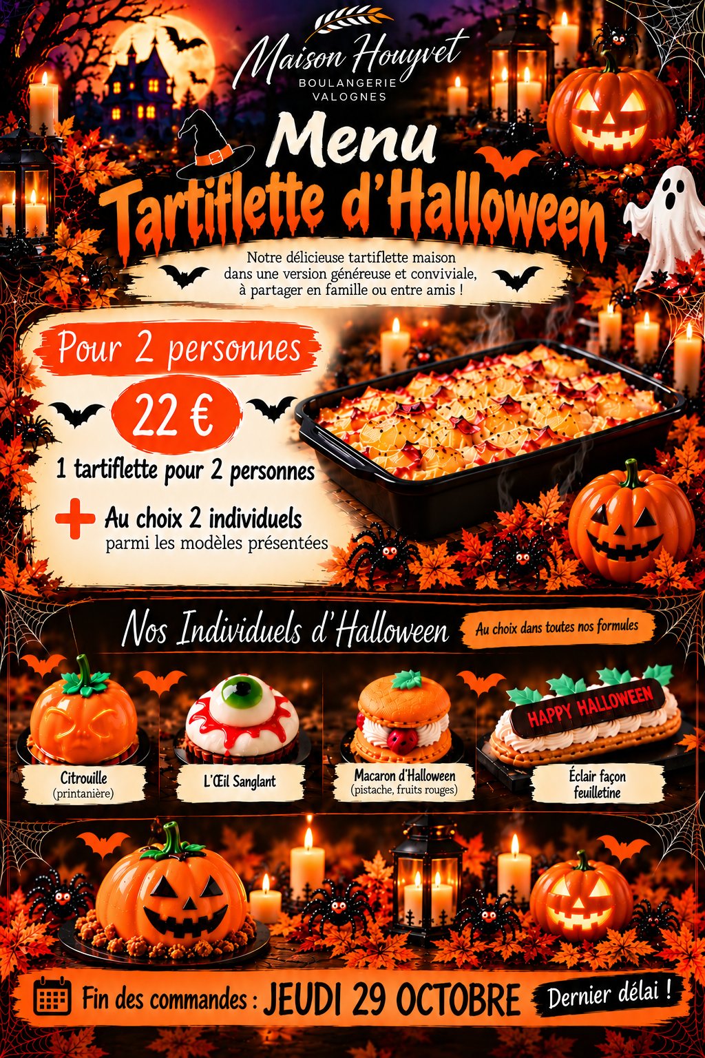menu tartiflettes halloween 2 personnes