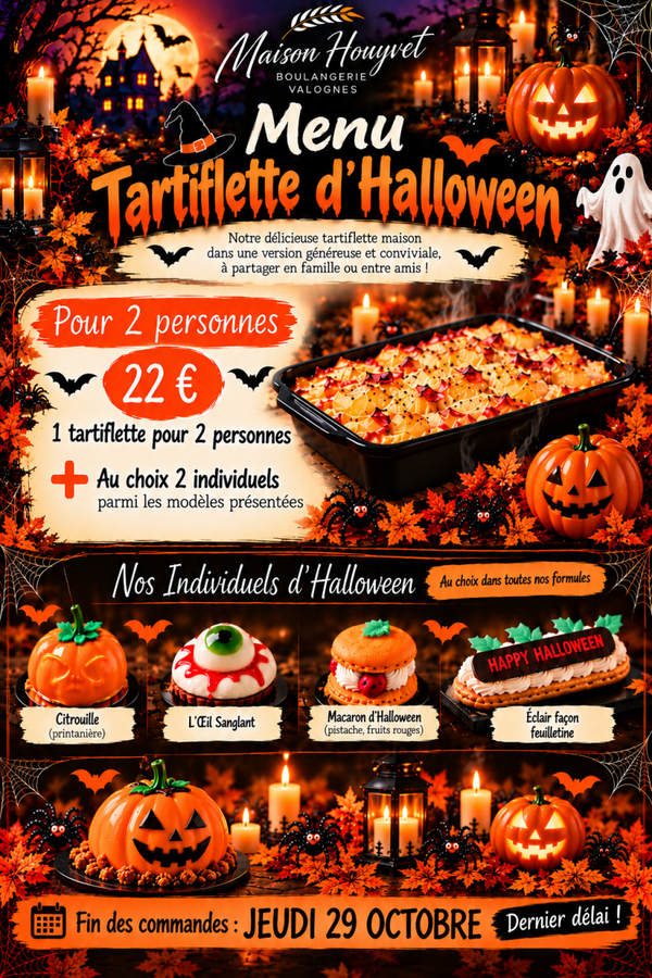 menu tartiflettes halloween 2 personnes