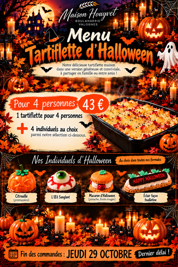 menu tartiflette pour 4