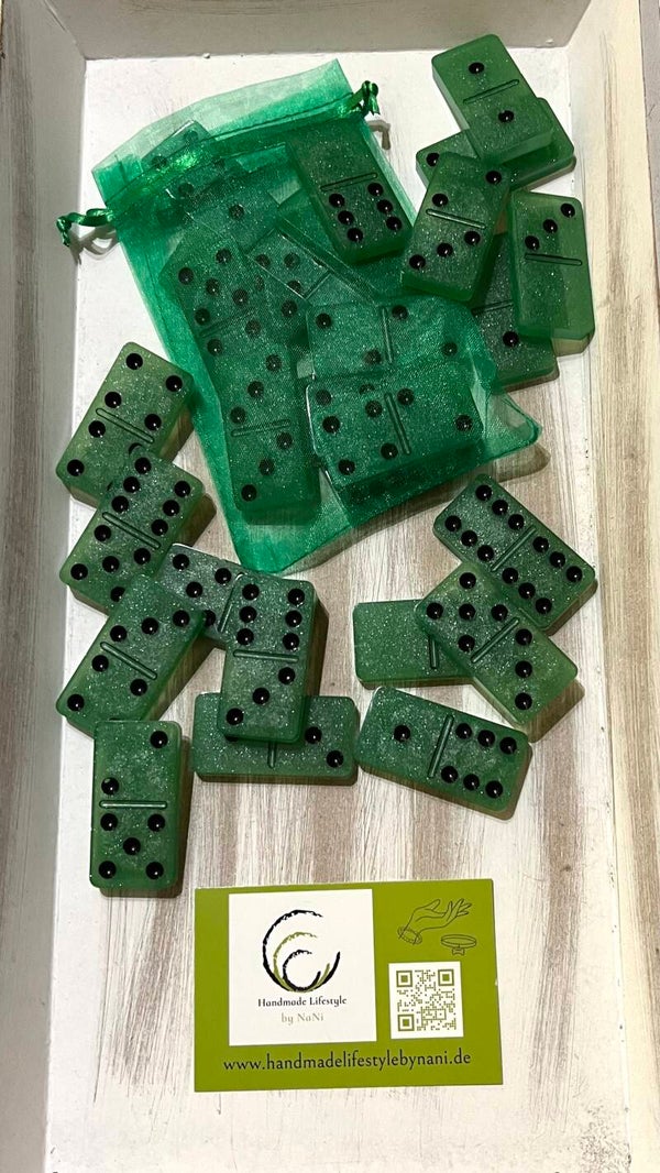 Domino-Steine „Grün-Glitzer“