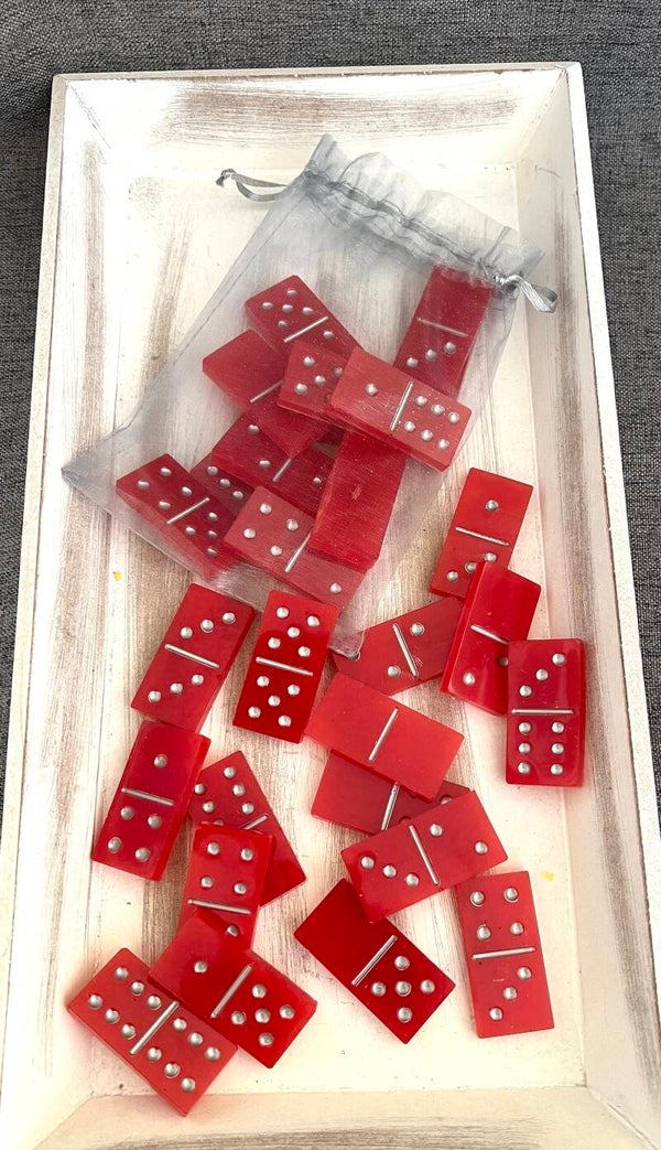 Domino-Steine rot/silber
