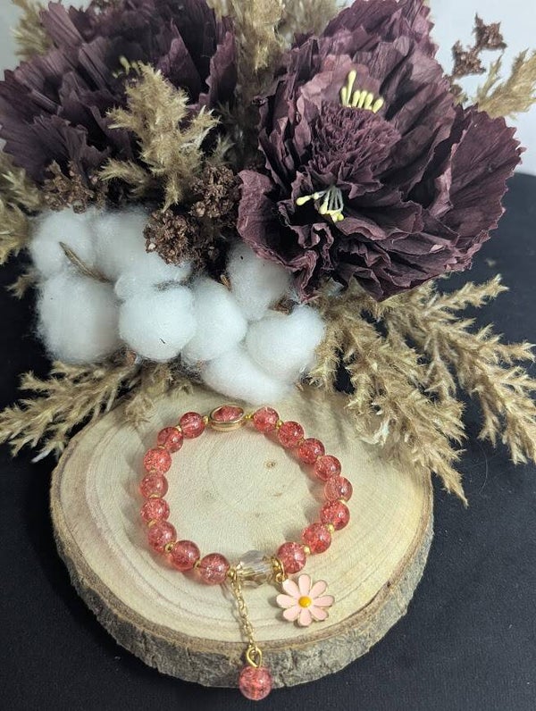 Armband Pink mit Anhänger "Blüte"