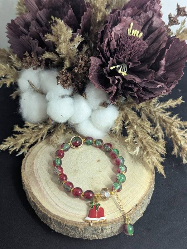 Armband Rot/Grün mit Anhänger "Glocke"