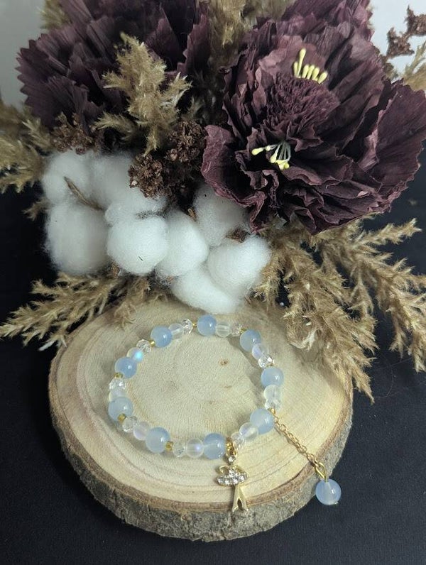 Armband Blau und Weiß mit Anhänger "Ballerina"