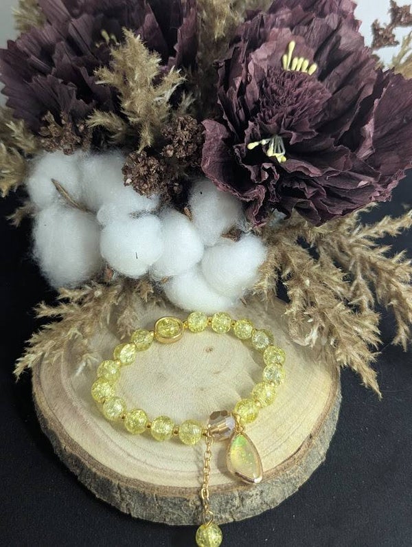 Armband Gelb mit Anhänger "Opal"