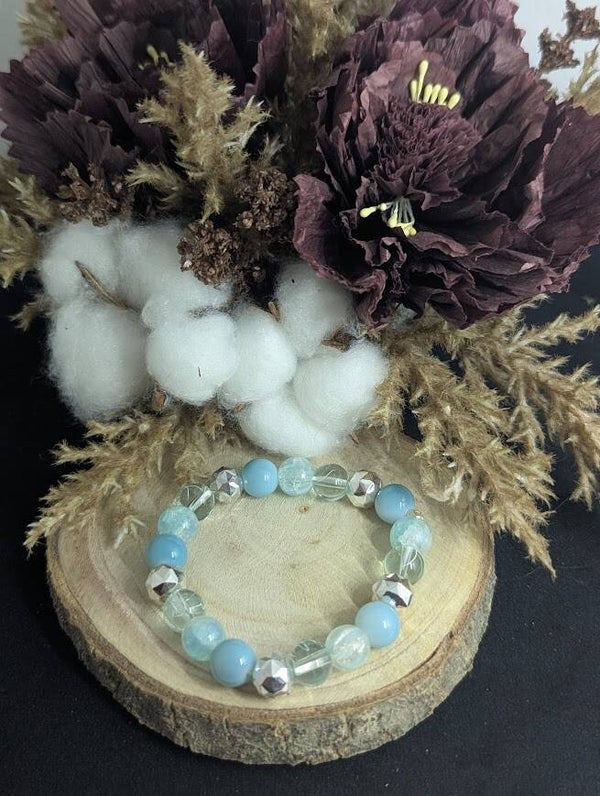 Armband Blau, Weiß und Silber