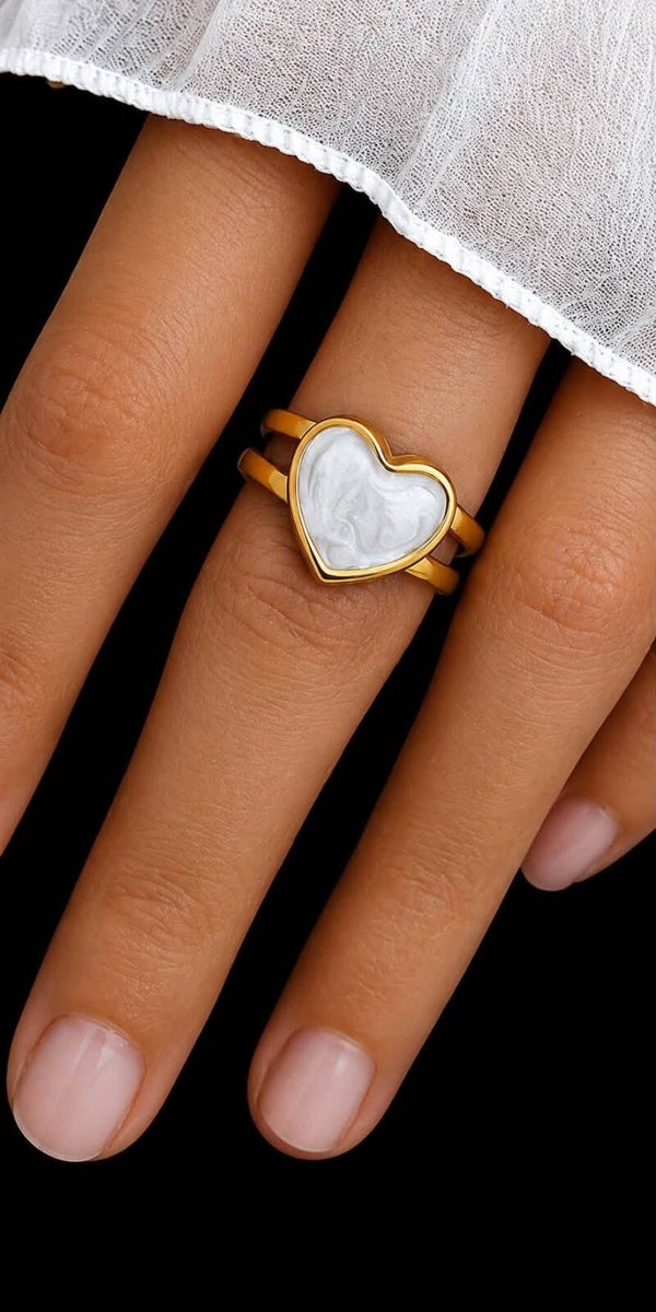Marble heart ring large