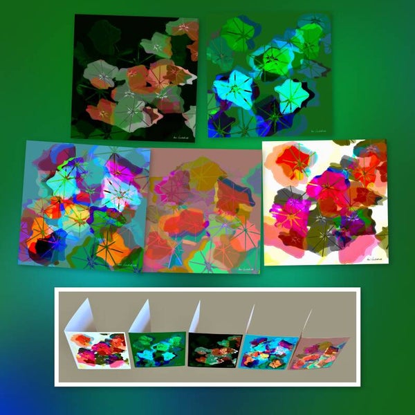vijf kleurrijke kunstkaarten met bijpassende enveloppen (serie III)