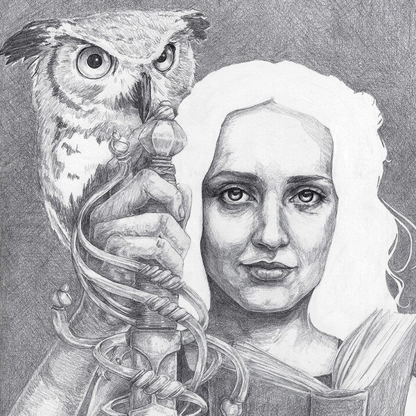 ART PRINT - LADY OF WORDS - PERGAMENT & SCHWERT