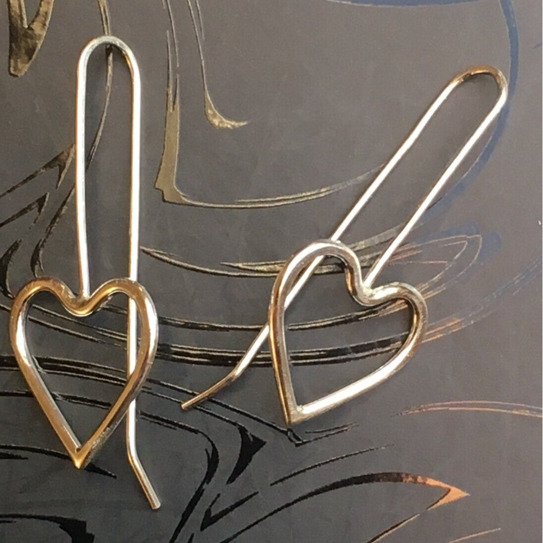 Heart Drop Hoop Earrings