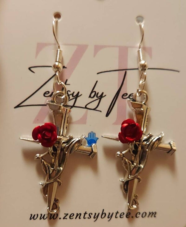 Crimson Cross Earrings