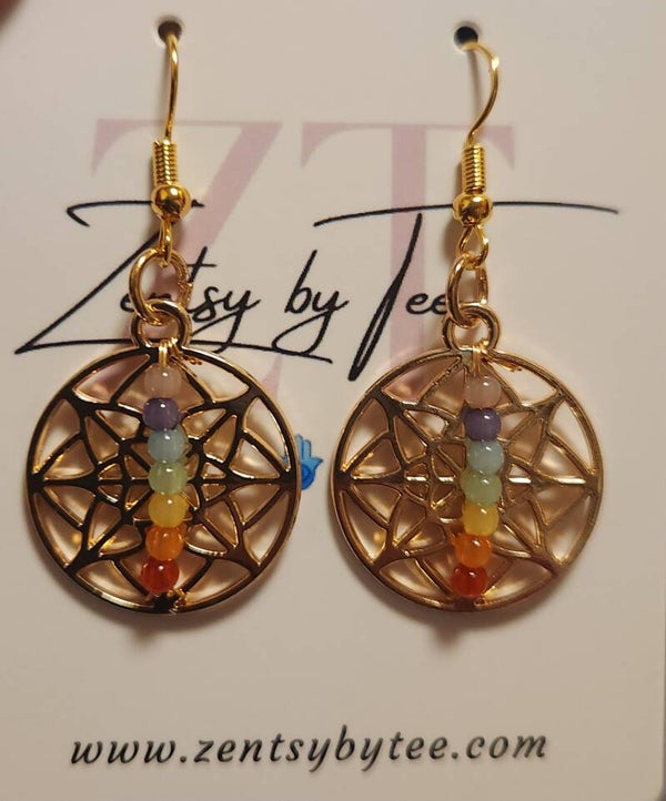 Tree of Life Earrings with 7 Chakras