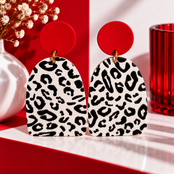 Red Hot Leopard Earrings