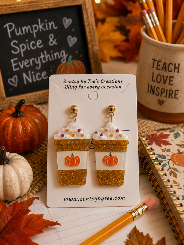 Pumpkin Spice Latte Earrings 🎃☕