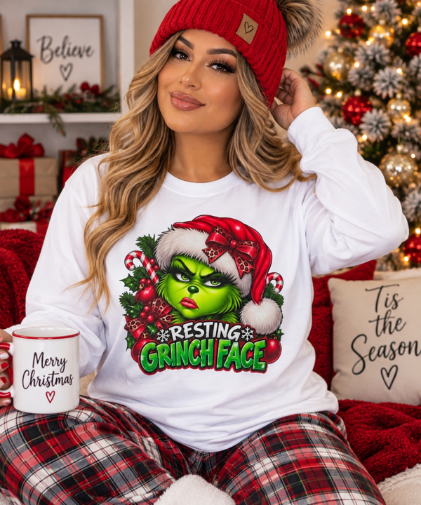 Resting Grinch Face Long Sleeved Tee